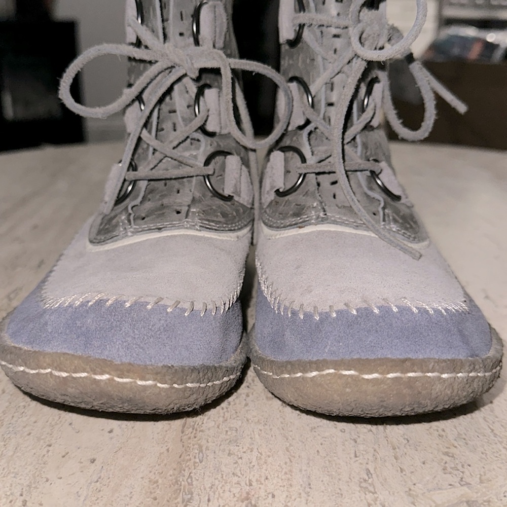 SOREL Joplin Perfed Leather Stitch Duck Boot Steel Gray
Blue Lace up boot Sz 7/8 - Picture 10 of 12